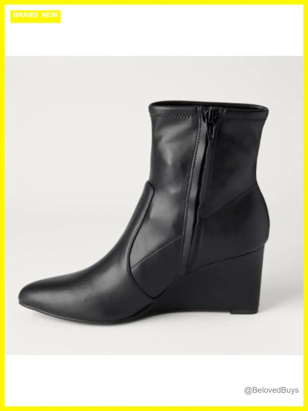 Women's Wedge Ankle Booties Faux Leather Side Zip Non-Slip Sole